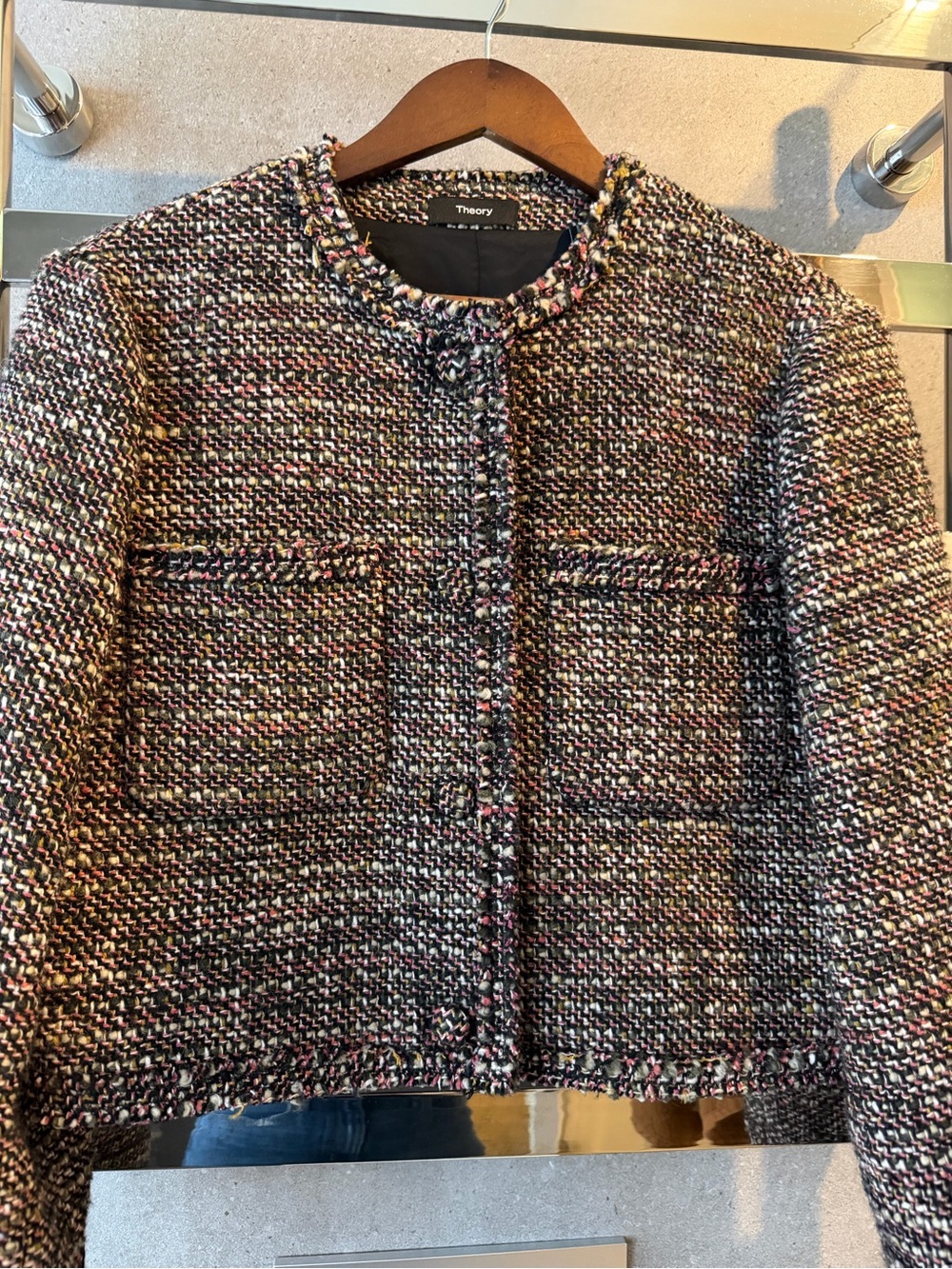 Theory Multi-Color Tweed Cropped Jacket - Picture 4 of 8